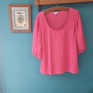 Terra & Sky Vibrant Pink Textured Blouse